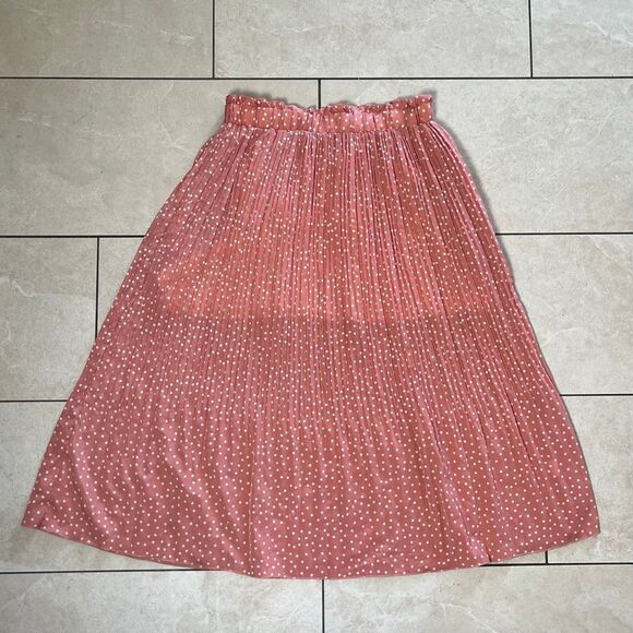 Exlura Women’s High Waist Pink Polka Dot Pleated Maxi Skirt Size XL - Picture 1 of 6